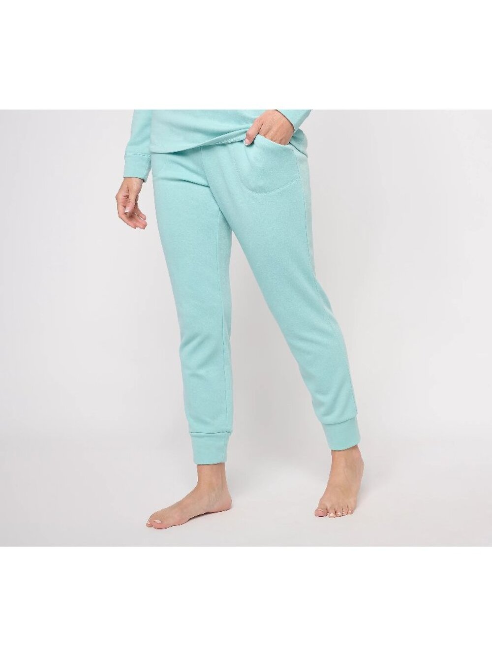 AnyBody Jogger XXS Lounge Faux Fur Fleece Seafoam Polyester Blend Sleepwear Cozy